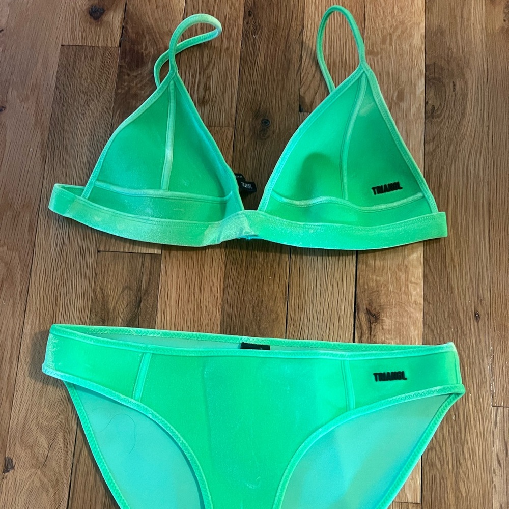 Triangl brand florescent lime green size medium bikini. Great condition!